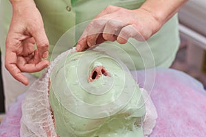 Alginate face mask close up.