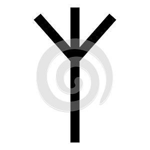 Algiz Elgiz rune elk reed defence symbol icon black color vector illustration flat style image