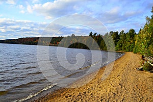 Algonquin Provincial Park, Ontario, Canada. Beautiful fall landscape with lake and mountains