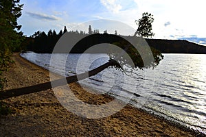 Algonquin Provincial Park, Ontario, Canada. Beautiful fall landscape with lake and mountains