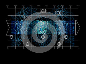 Algorithm for analyzing the digital cryptography data flow infographic. Vector illustrations. Big data. Digital visualization for