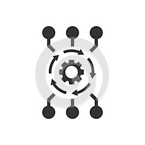 Algorithm api software vector icon in flat style. Business gear