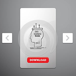 Algorithm, brain, conclusion, process, thinking Line Icon in Carousal Pagination Slider Design & Red Download Button