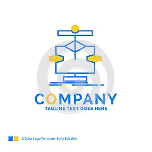 Algorithm, chart, data, diagram, flow Blue Yellow Business Logo