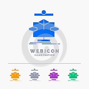 Algorithm, chart, data, diagram, flow 5 Color Glyph Web Icon Template isolated on white. Vector illustration