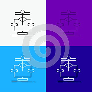 Algorithm, chart, data, diagram, flow Icon Over Various Background. Line style design, designed for web and app. Eps 10 vector