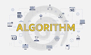 Algorithm concept with icon set with big word or text on center