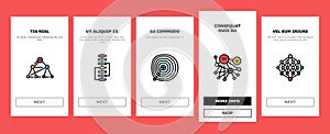 algorithm data technology ai onboarding icons set vector