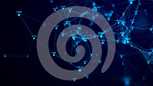 Algorithm flow of artificial intelligence technology. Global big data storage network. Futuristic science background. 3D rendering