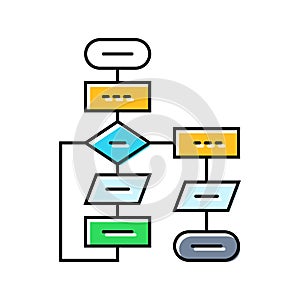 algorithm flowchart ai integration color icon vector illustration