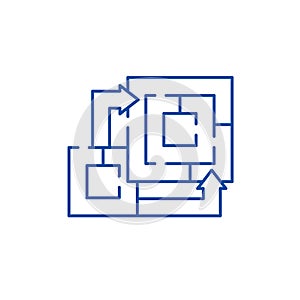 Algorithm of the game line icon concept. Algorithm of the game flat  vector symbol, sign, outline illustration.