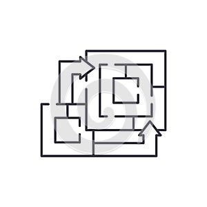 Algorithm of the game line icon concept. Algorithm of the game vector linear illustration, symbol, sign