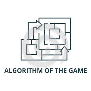 Algorithm of the game line icon, vector. Algorithm of the game outline sign, concept symbol, flat illustration