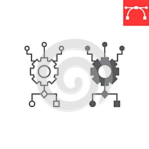 Algorithm line and glyph icon