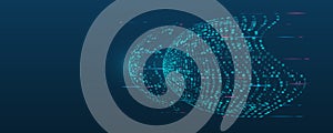 Algorithm or machine learning illustration. Abstract binary code. Binary data. Technological background decryption and encryption