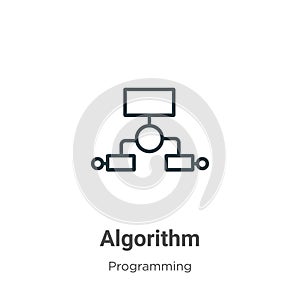 Algorithm outline vector icon. Thin line black algorithm icon, flat vector simple element illustration from editable programming