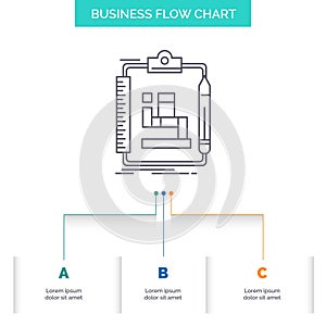 Algorithm, process, scheme, work, workflow Business Flow Chart Design with 3 Steps. Line Icon For Presentation Background Template