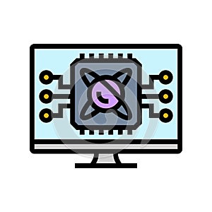 algorithm screen quantum computer color icon vector illustration