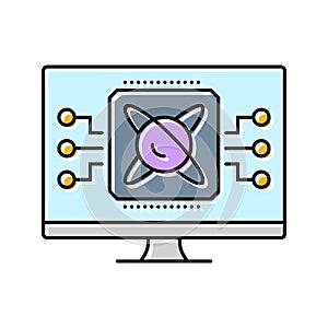 algorithm screen quantum computer color icon vector illustration
