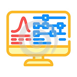 algorithm screen quantum computer color icon vector illustration