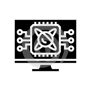 algorithm screen quantum computer glyph icon vector illustration