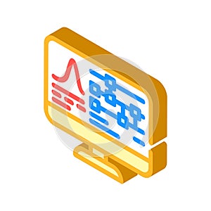 algorithm screen quantum computer isometric icon vector illustration