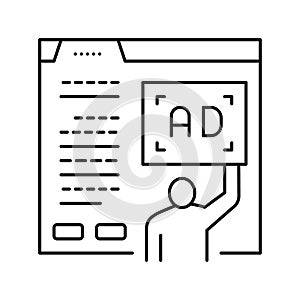 algorithmic ad placement publisher line icon vector illustration