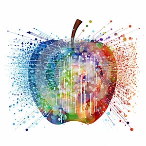 Algorithmic Art Apple On White Background