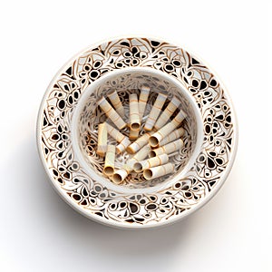 Algorithmic Art Ashtray - Isolated On White Background