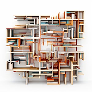 Algorithmic Art Bookcase - White Background