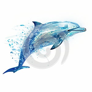 Algorithmic Art Of A Dolphin On White Background