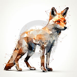 Algorithmic Art Of A Fox On White Background