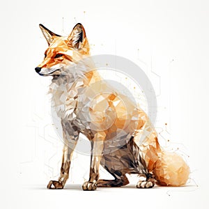 Algorithmic Art Of A Fox On White Background