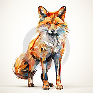 Algorithmic Art Of A Fox On White Background