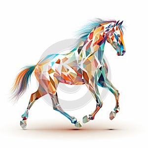 Algorithmic Art Of A Horse On White Background