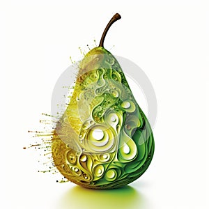 Algorithmic Art Of A Pear On White Background