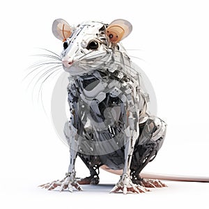 Algorithmic Art Of A Rat On White Background