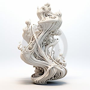 Algorithmic Art Sculpture Isolated On White Background Image