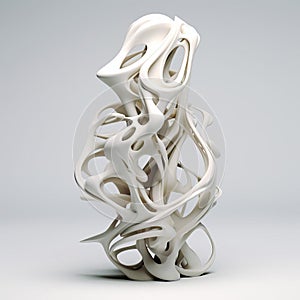 Algorithmic Art Sculpture Isolated On White Background Image