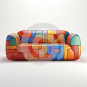 Algorithmic Art Sectional Sofa On White Background