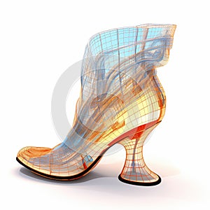 Algorithmic Art Shoe - Isolated On White Background