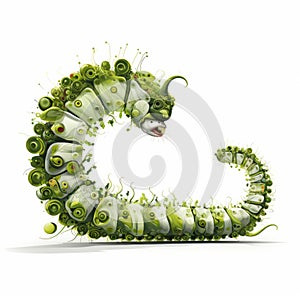 Algorithmic Art: Stunning Caterpillar Design On White Background