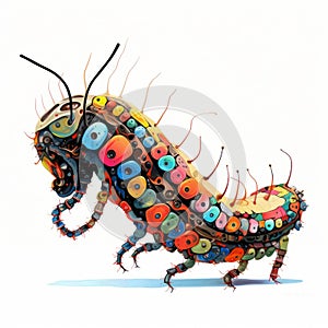 Algorithmic Art Stunning Caterpillar Design On White Background