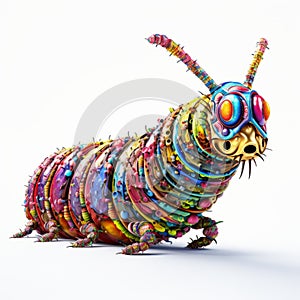 Algorithmic Art: Stunning Caterpillar Design On White Background