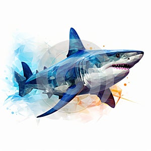 Algorithmic Art: Stunning Shark Illustration On White Background