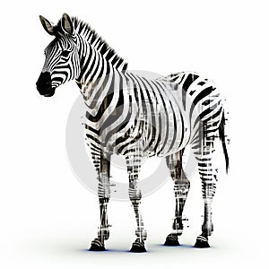 Algorithmic Art Of A Zebra On White Background