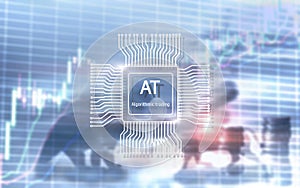 Algorithmic trading. Investment and Trading Concept. Bull and bear background