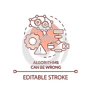 Algorithms can be wrong orange concept icon photo