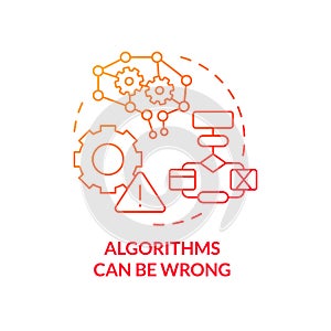 Algorithms can be wrong red gradient concept icon