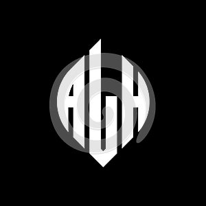 ALH circle letter logo design with circle and ellipse shape. ALH ellipse letters with typographic style. The three initials form a photo
